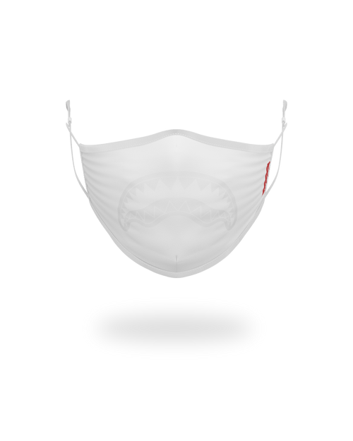 ADULT WHITE ON WHITE SHARK FORM-FITTING FACE MASK