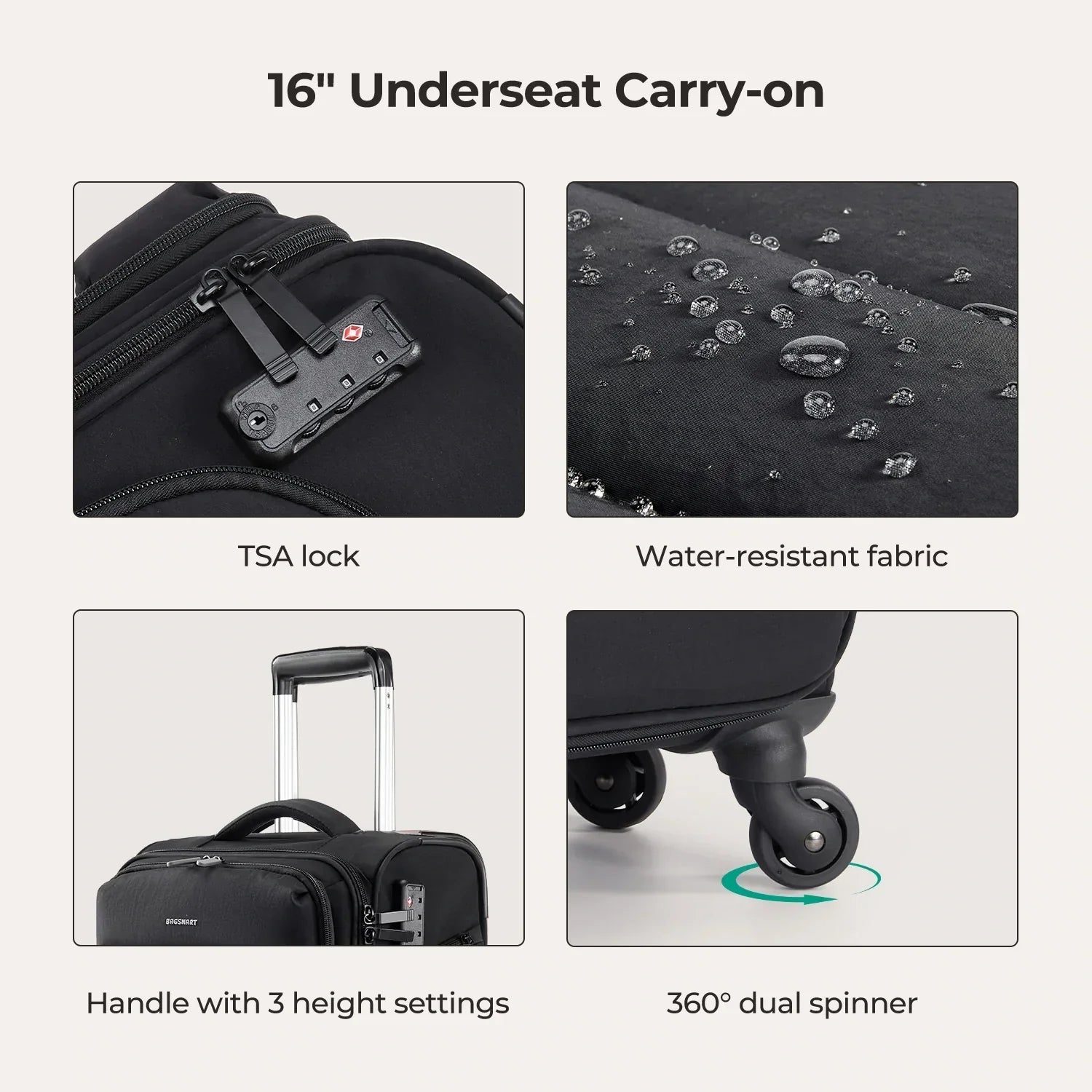 Bagsmart 16" Personal Item Carry on Luggage