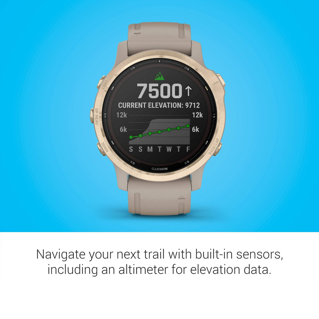 Garmin fenix 6S Pro Solar 42mm Light Gold with Light Sand Band - 010-02409-10