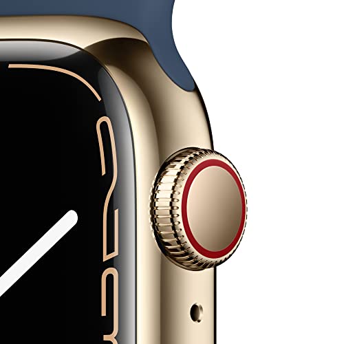 Apple Watch Series 7 Cellular - 45mm Gold with Abyss Blue Sport Band -MN9J3LL/A