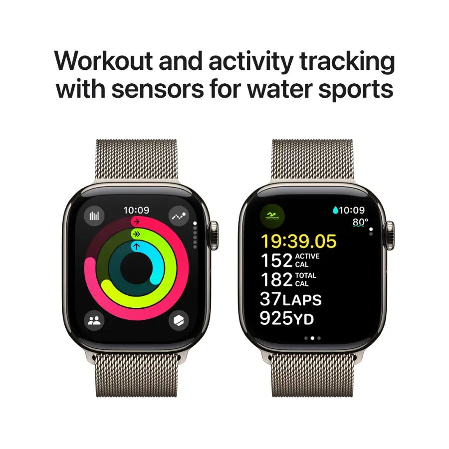 Apple - Watch Series 10 (GPS+Cellular) 42mm Titanium Case with Natural Milanese Loop - Natural - (20