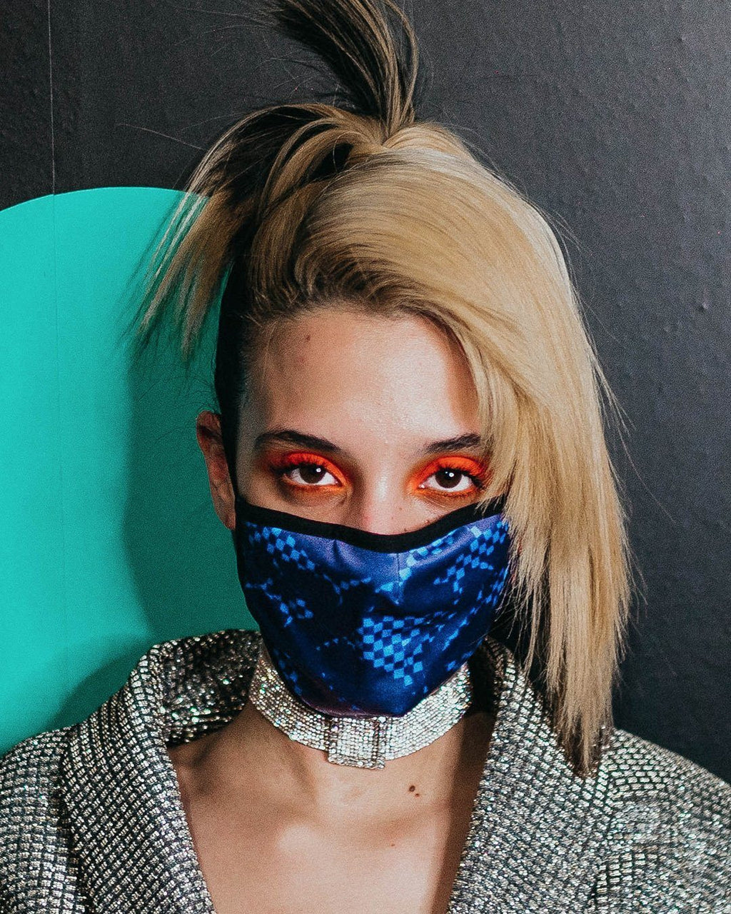 SHARK CHECK (BLUE) FACE MASK