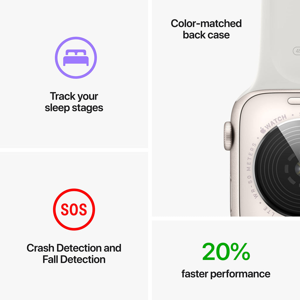 Apple Watch SE 2nd Generation (GPS + Cellular) 44mm Starlight Aluminum Case with Starlight Sport Band - S/M - MRGT3LL/A
