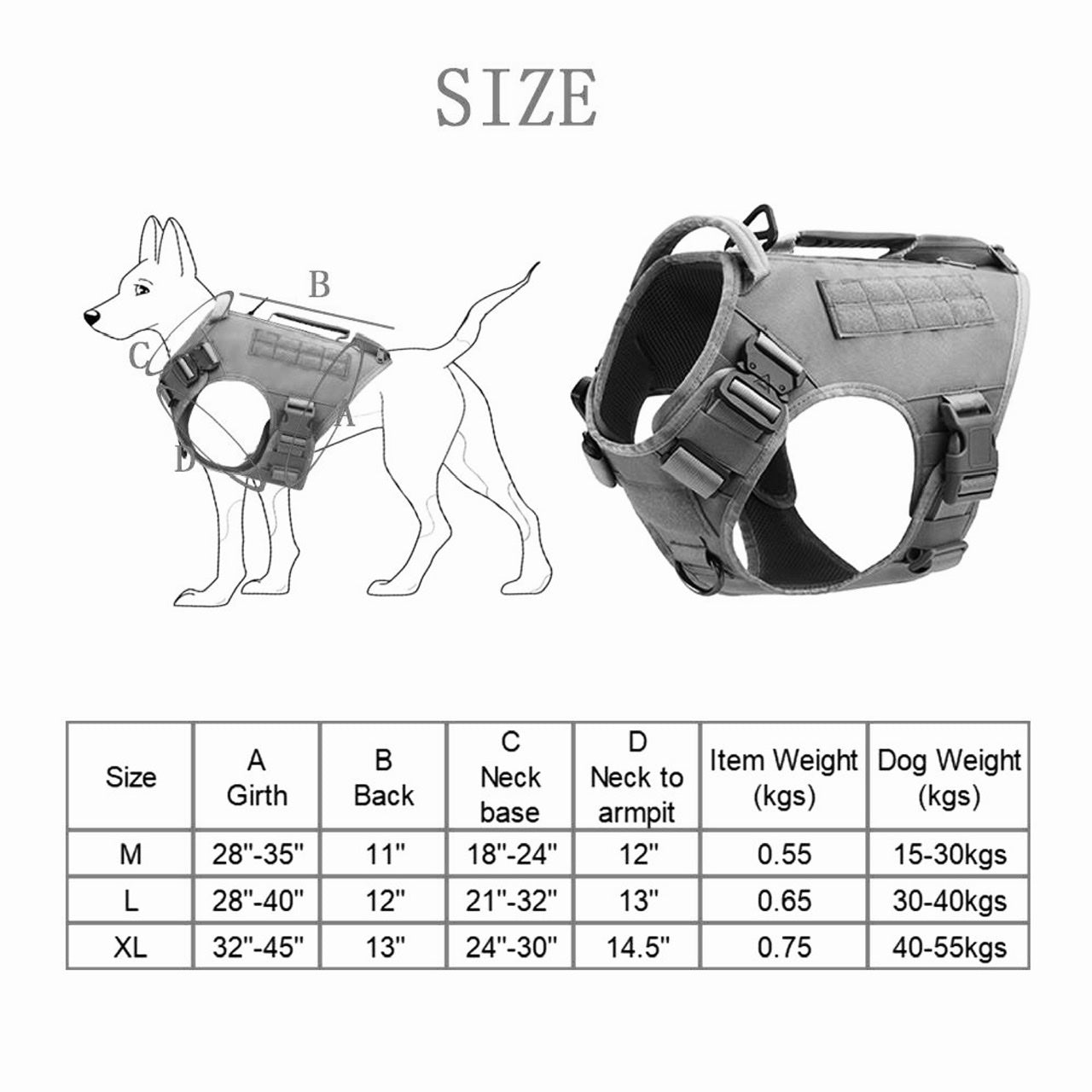 OD Green Tactical Dog Vest Harness