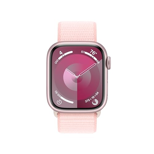 Apple Watch Series 9 GPS 41mm  - Pink Aluminum Case with Light Pink Sport Loop - MR953LW/A