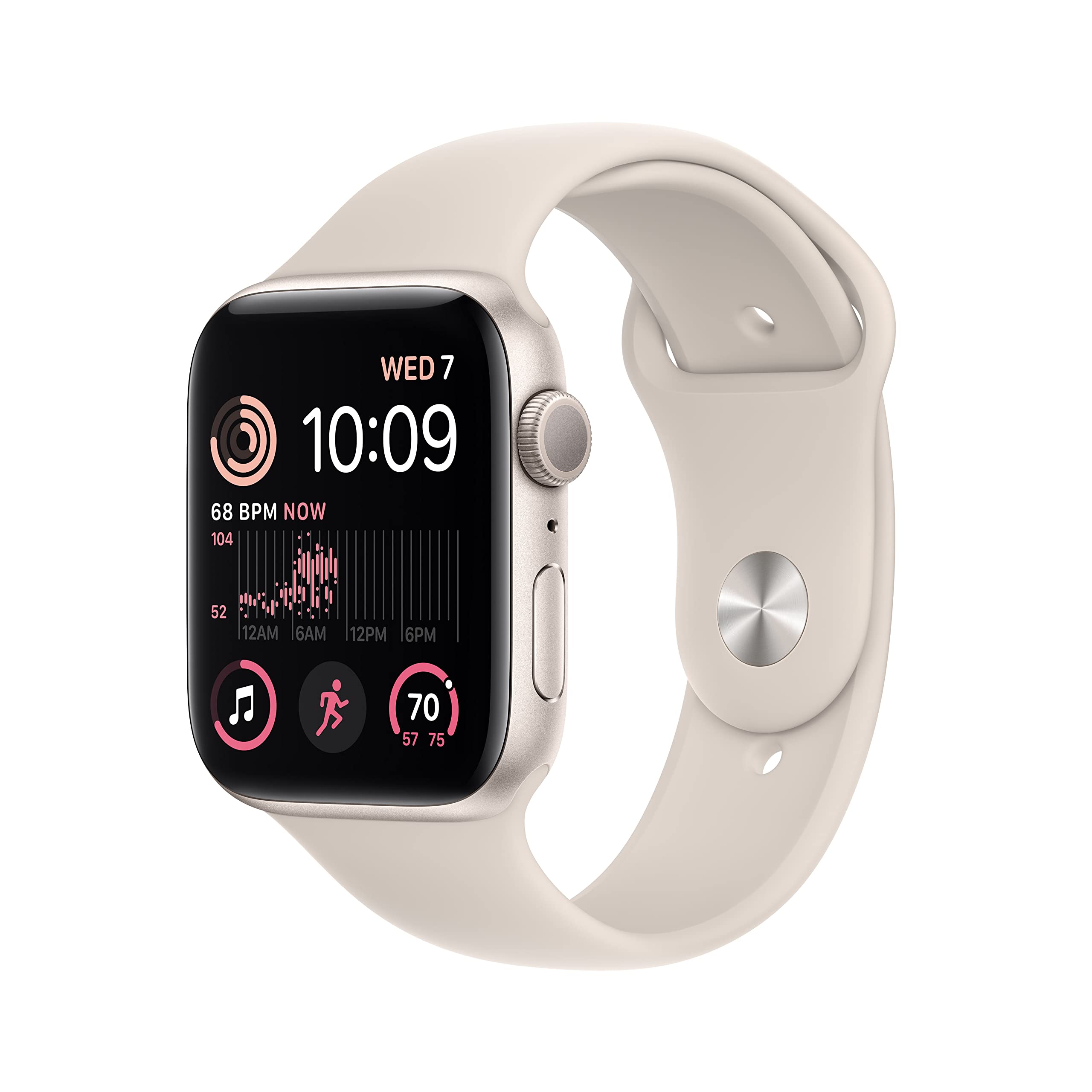 Apple Watch SE 2nd Generation (GPS) ? 44mm ? Starlight Aluminum Case with Starlight Sport Band ? M/L ? MRE53LL/A