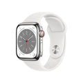Apple Watch Series 8 (GPS + Cellular, 41mm) - Silver Stainless Steel Case with White Sport Band M/L MNV73LL/A