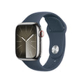 Apple Watch Series 9 (GPS + Cellular) 41mm Stainless Steel Case w/ Storm Blue Sport Band ƒ?? M/L ƒ?? Silver ƒ?? MRJ33LL/A