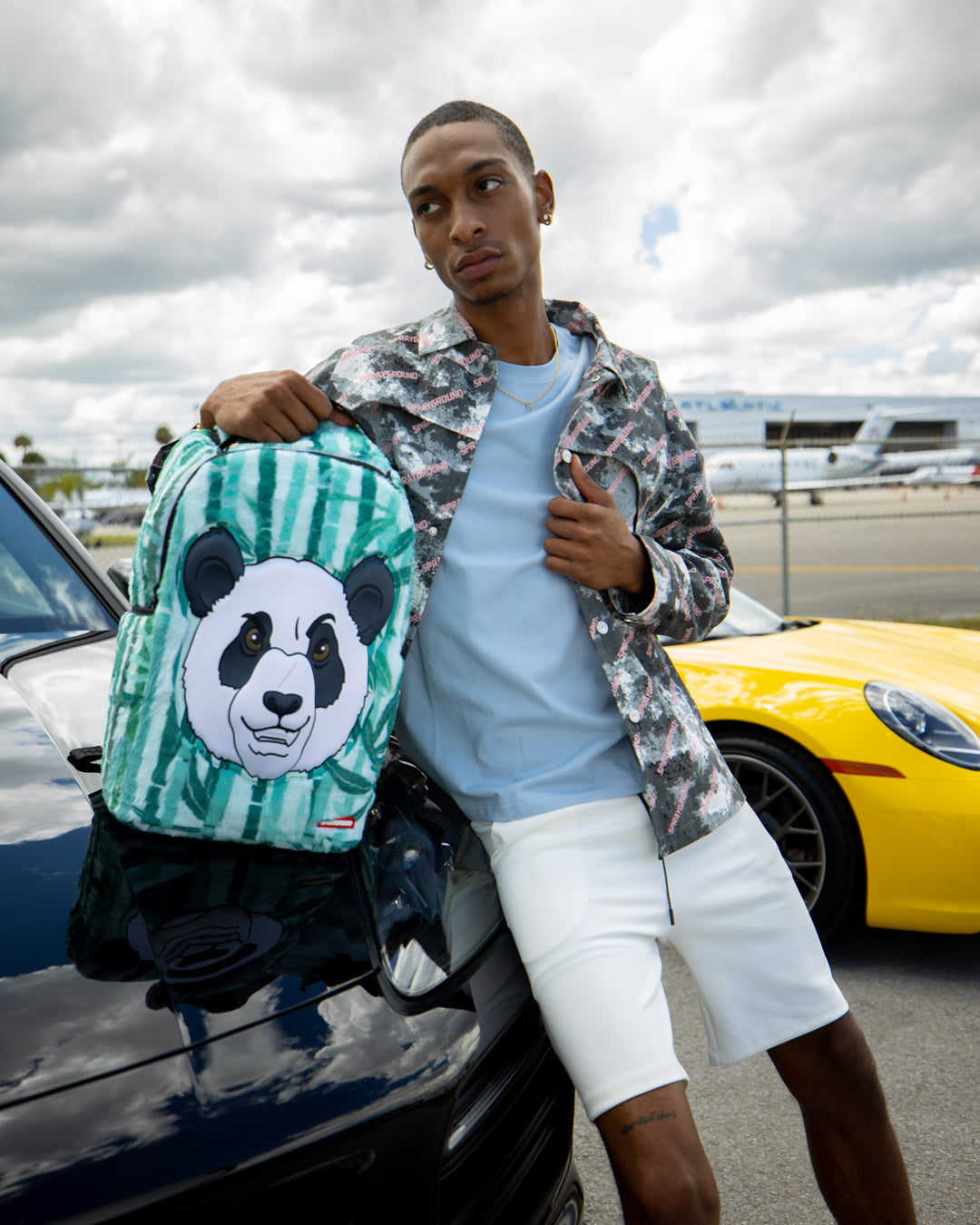 PANDA COZY VELOUR FUR BACKPACK