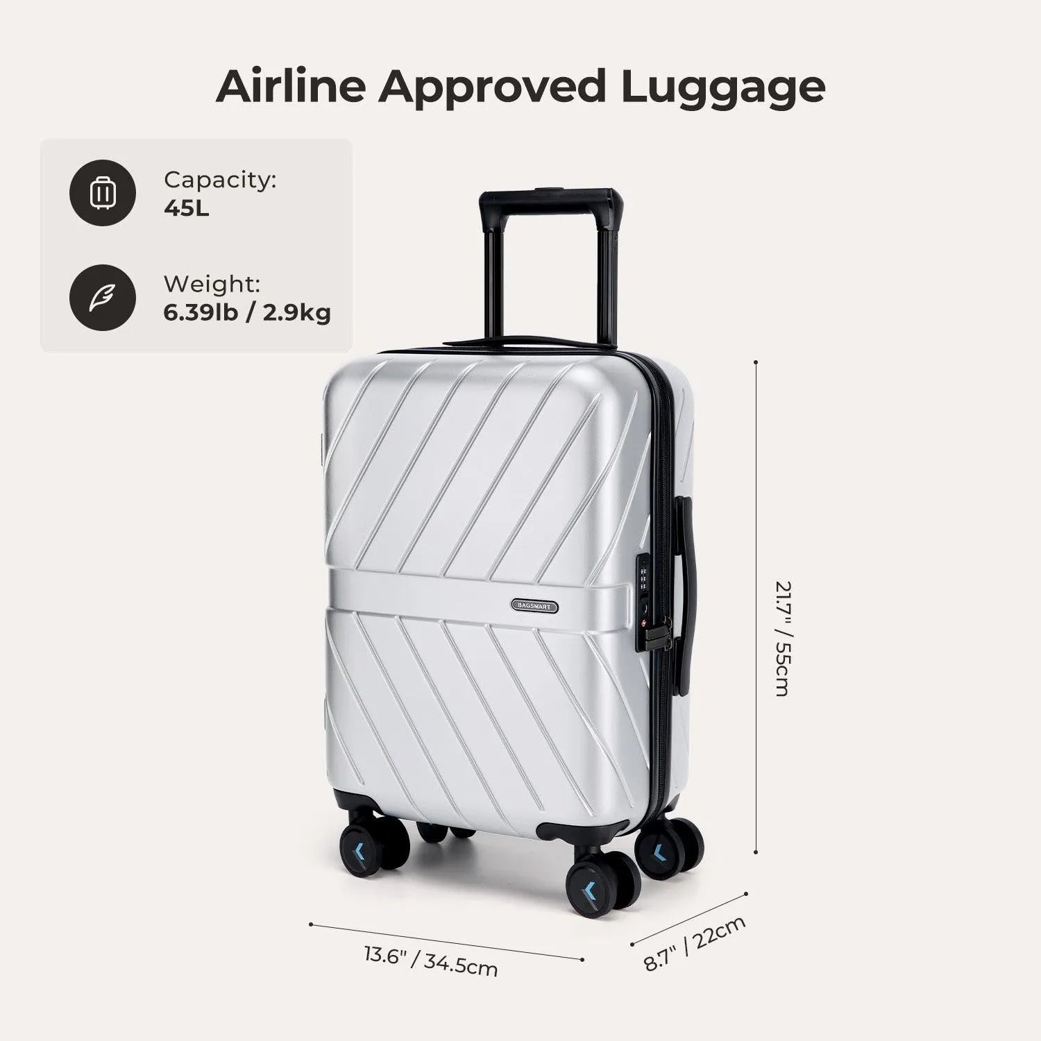Daren 16-20 Inch Lightweight Hardside Carry-On Suitcase