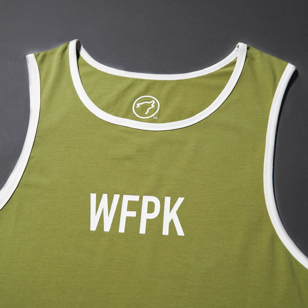 Men's Performance Tank Moss Green W/ Off White Border (SALE)
