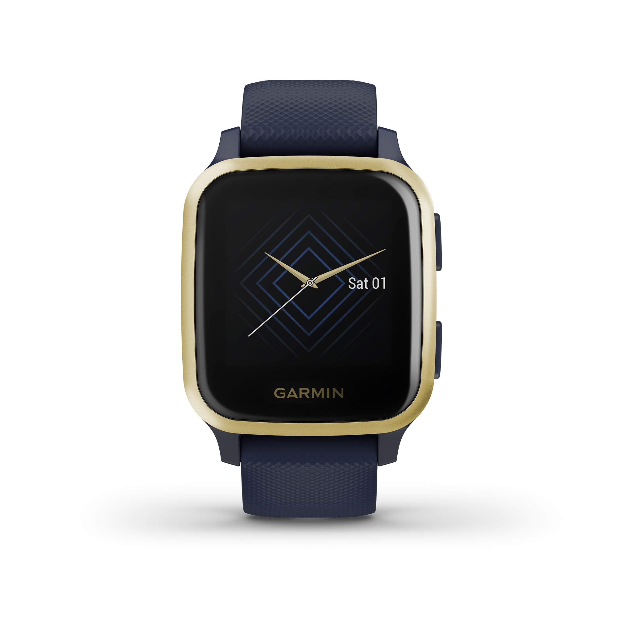 Garmin Venu Sq Music Edition GPS Smartwatch ƒ?? 33mm Navy Case with Light Gold Bezel ƒ?? 010-02426-02
