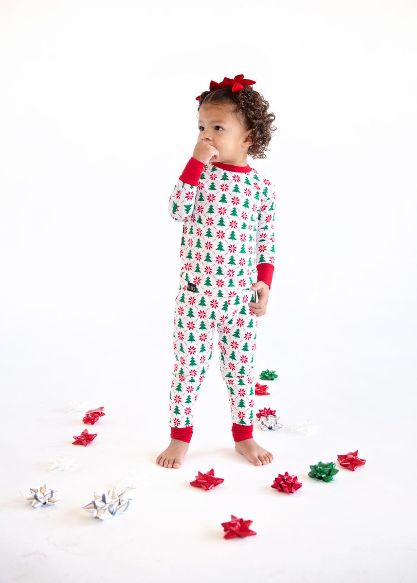 Snug-Fitting Unisex Toddler Matching Set - Poinsettia and Tree