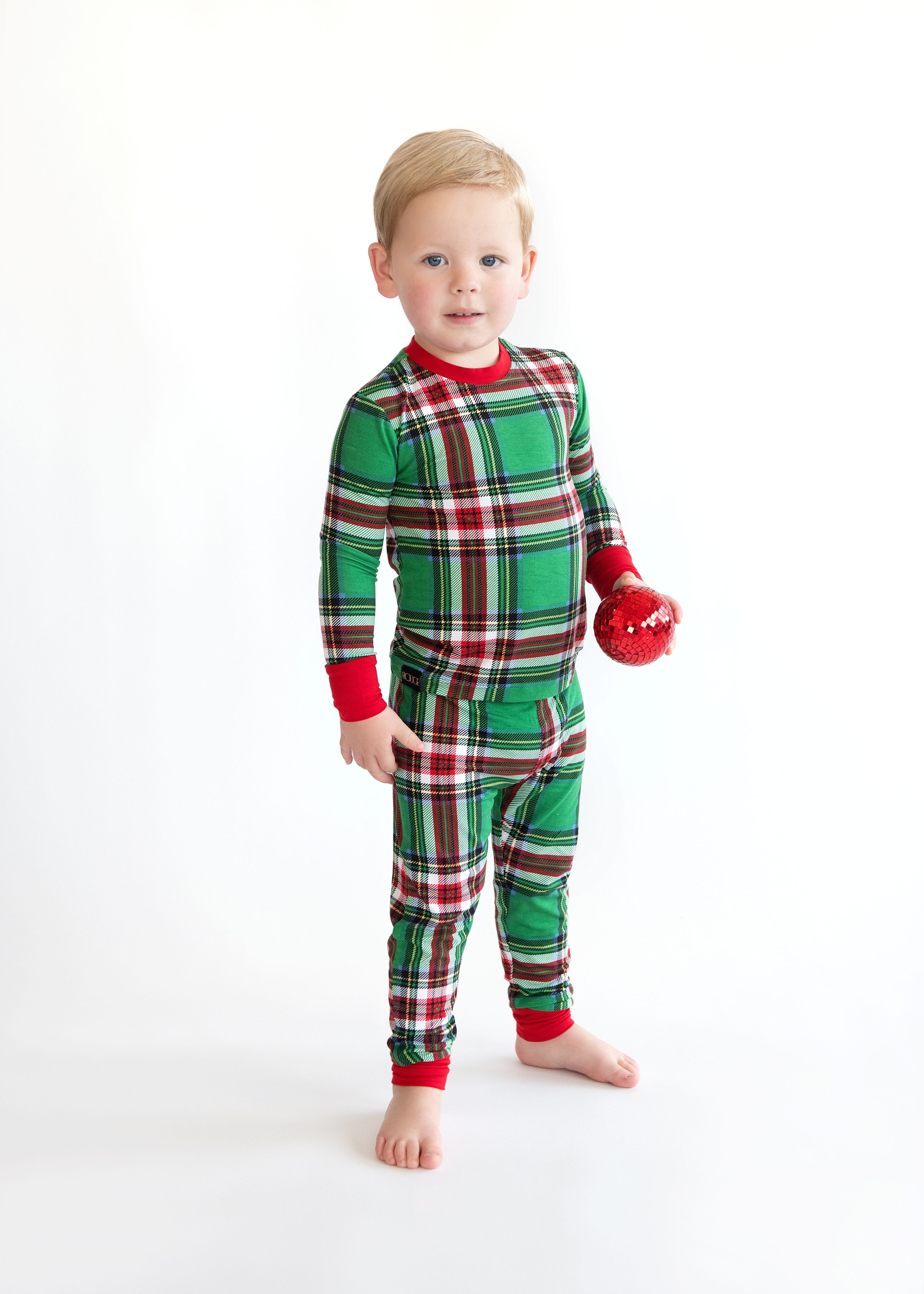 Snug-Fitting Unisex Toddler Matching Set - Green Plaid