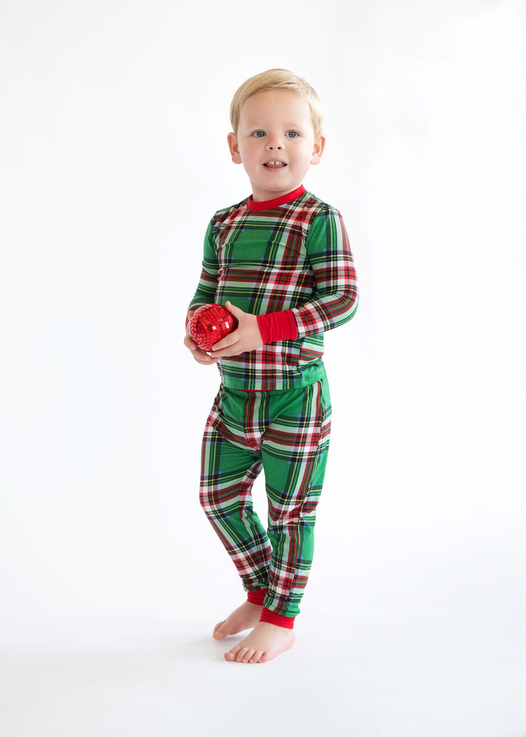 Snug-Fitting Unisex Toddler Matching Set - Green Plaid