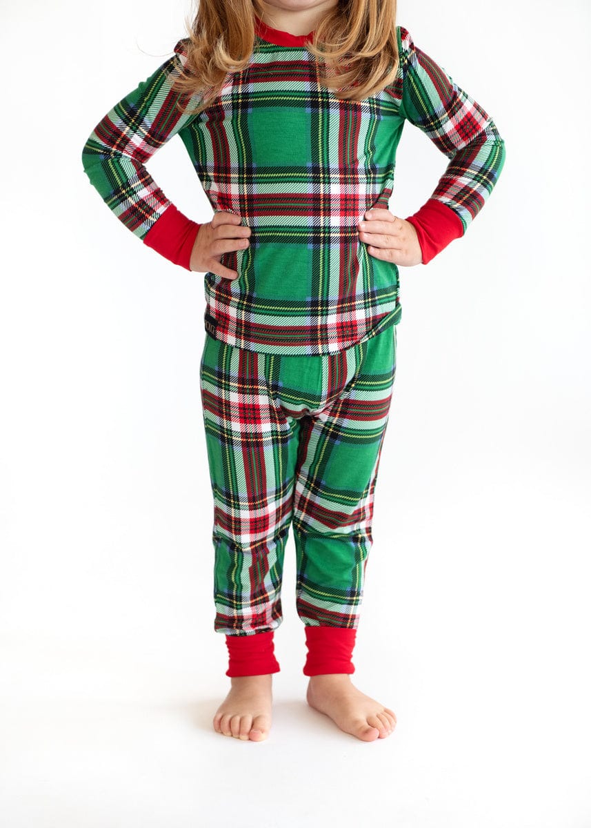 Snug-Fitting Unisex Toddler Matching Set - Green Plaid
