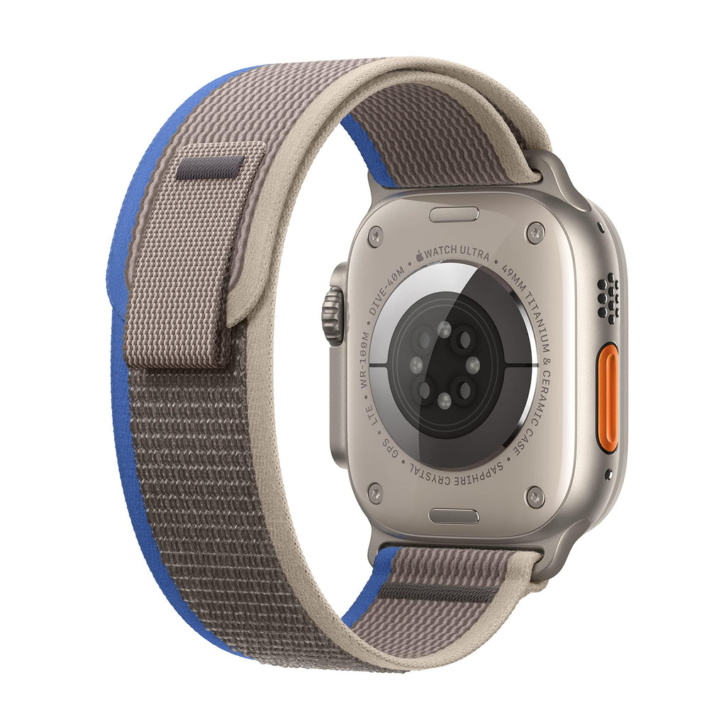 Apple Watch Ultra (GPS + Cellular) 49mm Titanium Case with Blue/Gray Trail Loop - S/M - Titanium - MNHE3LL/A
